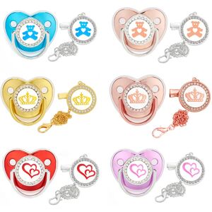 3 patterns Name Initials Baby Pacifiers Clip Toddler Nipple Luxury Bling Letter Infant Nipple Boy Girl Baby Accessories BPA Free