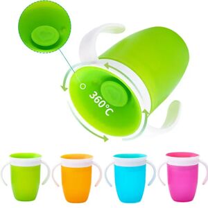 Baby Water Cups 360 Degrees Rotated Baby Learning Drinking Cup with Double Handle Flip Lid Leakproof Infants Water Cups Bottle