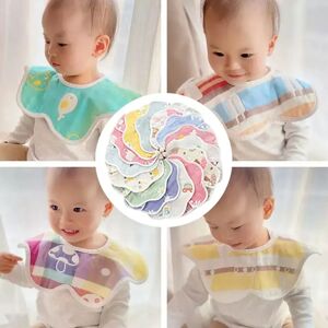 Cotton Saliva Towel Washable 10 Styles Anti-fouling Cotton Bibs 360° Rotation Double Buttons Baby Bibs Newborn Infant