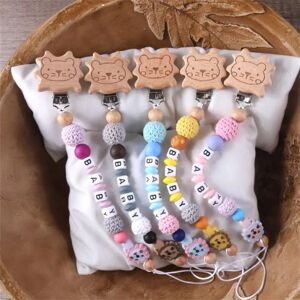 Nipple Appease Soother Chain Cartoon Pacifier Clips Multi-function Durable Pacifier Clips Chains Soother Holder Beech Lion Clip