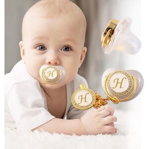 26 Name Initial Letter Baby Pacifier and Pacifier Clips BPA Free Silicone Infant Nipple Gold Bling Newborn Dummy Soother