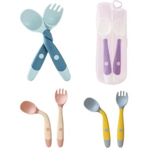 Baby Children Spoon Fork Set Soft Bendable Silicone Scoop Fork Kit Tableware Toddler Training Feeding Cutlery Utensil