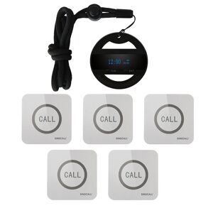 SINGCALL Wireless Kitchen Service Calling System, 1 Lanyard Watch Receiver with 5 Touchable Bells APE520