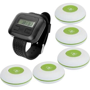 Wireless Paging System Wrist Watch Pagers Receiver and Waterproof Buttons White For Restaurant Waiter Call Office Cafe