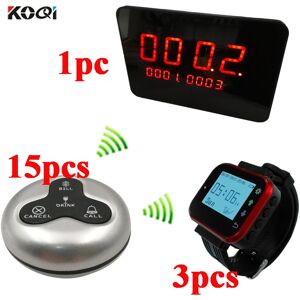 Ycall Wireless Calling System 1pc Display 3 pcs 433 MHZ Watch Pager 15 pcs Waterproof Call Button Restaurant Waiter Call Pager