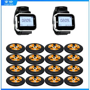 Wireless Restaurant Equiment 2 Smart Watch Receiver +16 Waiter Call Buttons Transmitter For Service Table