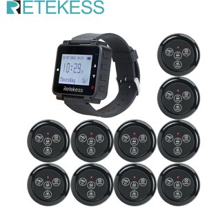 Retekess T128 Restaurant Pager Wireless Waiter Calling System Watch Receiver + 10pcs TD032 Call Button For Cafe Clinic Dentist