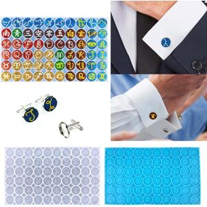 Q0KE Cufflinks Cuff Button Silicone Mold Tray Constellation Round Symbol Hanging Pendant Ornament Epoxy Resin Casting Mould DIY