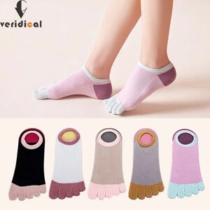 5 Pairs No Show 5 Finger Ankle Socks Women Girl Cotton Japanese Style Solid Sweat-Absorbing Toe Invisible Socks Four Seasons