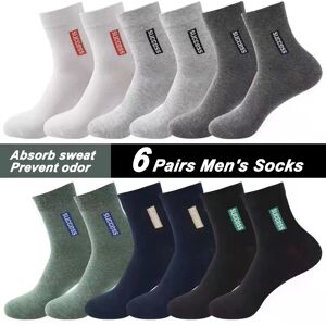 LKWDer 6 Pairs Men's Anti-odor Sweat-absorbing Stockings Mid-tube Sports Socks Spring Summer Four Seasons Cotton Business Men