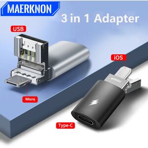 3 IN 1 OTG Adapter 30W USB C To Lightning Fast Charging Data Transfer Converter Cable Adapter For iPhone Samsung Xiaomi Laptop