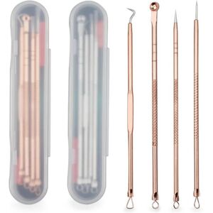 4pc/set Acne Blemish Remover Blackhead Extractor Black Dots Cleaner Needles Set Black Spots Pore Cleanser Tool Rose Gold Sliver