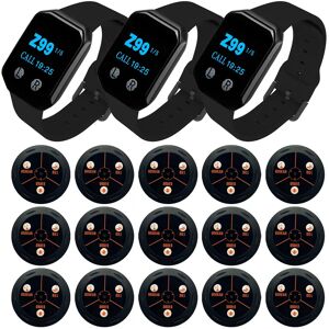 BYHUBYENG Wireless Waiter Calling System Restaurant Pager 3 Waterproof Watch Receiver+20 Call Button for Coffee Clinic