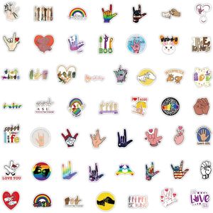 10/52Pcs Funny Sign Language Stickers Gift DIY Notebook Cup Room Decoration Graffiti Sticker 2022