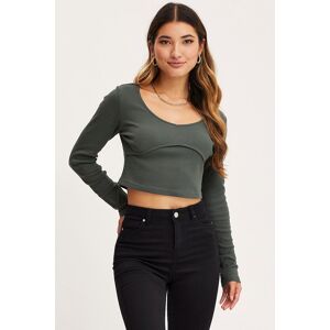 Ally Fashion Green Top Long Sleeve Round Neck - Size XS, Women's Lsv Tshirt Basic Top