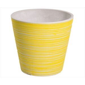 Yellow And White Engraved Pot 14cm