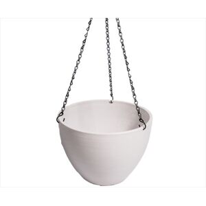 Hanging Rustic White Plastic Pot with Chain 30cm