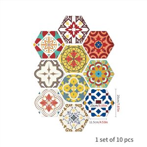 10pcs Multi Colour Tile Set Hexagon