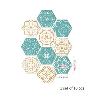 10pcs Multi Colour Tile Set Hexagon