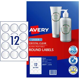 AVERY Label 12Up 14mm Clear Rd Pack of 120