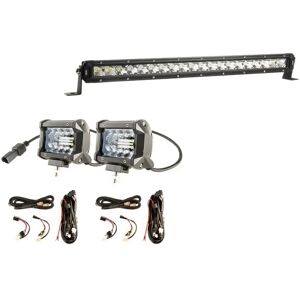 Adventure Kings 20" Slim Line LED Light Bar + 4" LED Light Bar + 2 x Plug n Play Spotlight Wiring Harness