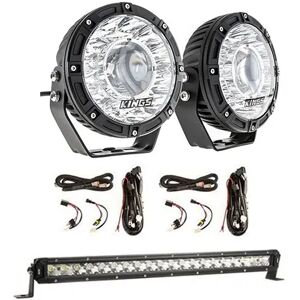 Adventure Kings Kings 7" Laser Driving Lights (Pair) + 20" LETHAL MKIII Slim Line LED Light Bar + 2 x Smart Harness