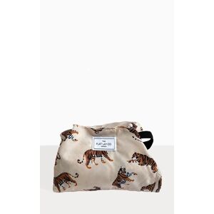 The Flat Lay Co. XXL Drawstring Makeup Bag in Beige Tigers, Multi One Size