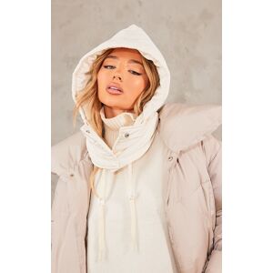 PrettyLittleThing Cream Nylon Detached Hood, Cream One Size