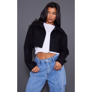 PrettyLittleThing Black Wool Look Pocket Detail Cropped Jacket, Black 4