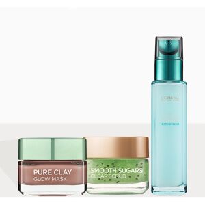 PrettyLittleThing L'Oreal Paris Glow Goals Scrub Clay Mask Moisturiser Set, Multi One Size