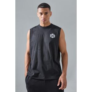 Boohooman Mens Black Man Active X Og Gym Drop Arm vest Black