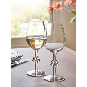 Next Set of 2 Clear Daisy Stem Wine Glasses