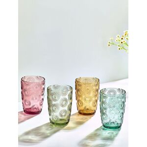 Next Multi Set of 4 Lisse Floral Pressed Tumbler Glasses
