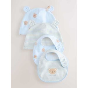 Next Blue Bear Baby Beanie and Bibs 4 Piece Set (0-18mths)