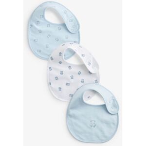 Next Blue/White Bear Baby 100% Cotton Bibs 3 Pack