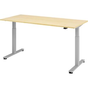 kaiserkraft Schreibtisch, elektrisch höhenverstellbar, gerade, BxT 1800 x 800 mm, Ahorn/alusilber