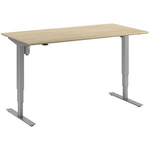 kaiserkraft Schreibtisch Atlanta Trend, elektrisch höhenverstellbar, gerade, BxT 1600 x 800 mm, Eiche/silber