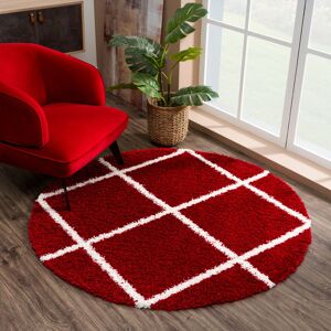 Sanat Hochflor-Teppich »Madrid«, rund, 30 mm Höhe, Wohnzimmer, Langflor,... rot Größe Ø 150 cm 1 St.