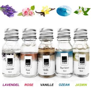 Markenartikel 5 x 10ml Duftöl Lavendel - Ocean - Jasmin - Rose - Vanille