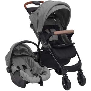 vidaXL 3-in-1 Kinderwagen Hellgrau Stahl - Grau