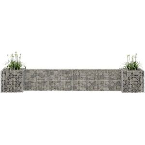 vidaXL H-förmiger Gabionen-Pflanzkorb Stahldraht 260x40x40 cm - Silber