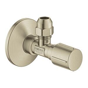 Grohe Eckventil 22037EN0 1/2" x 3/8", Metallgriff, Rosette, Quetschverschraubung 1 cm, nickel gebürstet