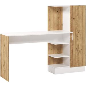 Vente-unique Schreibtisch mit Schrankelement - Holzfarben & Weiß - MILARIA