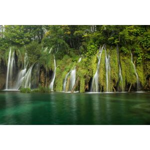 Papermoon Fototapete »WASSERFALL-BÄUME FLUSS SEE STEINE BLUME WALD BACH SONNE« bunt B/L: 4,00 m x 2,60 m