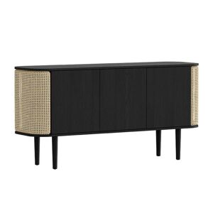 UMAGE - Treasures Sideboard mit 3 Türen, schwarz / Wiener Geflecht