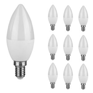 V-TAC Satz von 10 LED E14 Glühbirnen - 3.7 Watt - 6500K - Ersetzt 25 Watt - Kerze