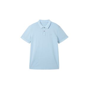 TOM TAILOR Herren Poloshirt mit Logo Stickerei, blau, Uni, Gr. M