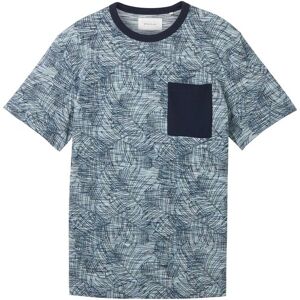 TOM TAILOR Herren T-Shirt mit Allover Print, blau, Allover Print, Gr. S