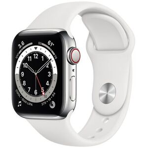 Apple Watch Series 6 Edelstahl 40 mm (2020) silber Sportarmband weiß