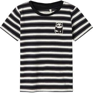 name it - T-Shirt NMMDIKE PANDA gestreift in black, Gr.110